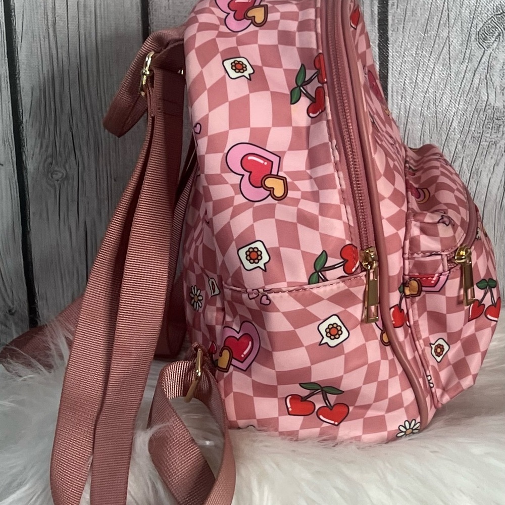 Pink Heart Pattern Kids Backpack - Picture 4 of 5